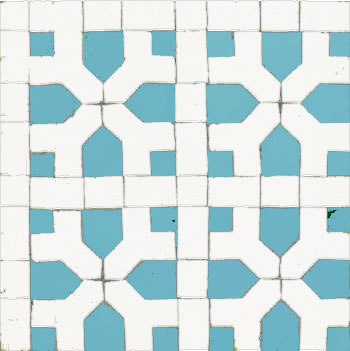 Mosaic House Moroccan tile Nejarine 13-26 Light Turquoise Polar White  cement, encaustic, field, pattern, star 